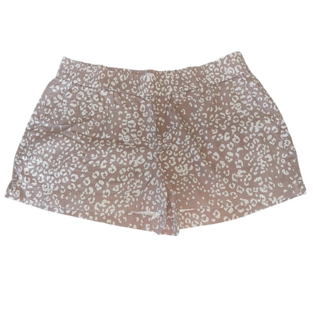 a new day Brown White Cheetah Print Linen Shorts XXL